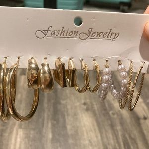 6 Pairs of Gold Hoop Earrings